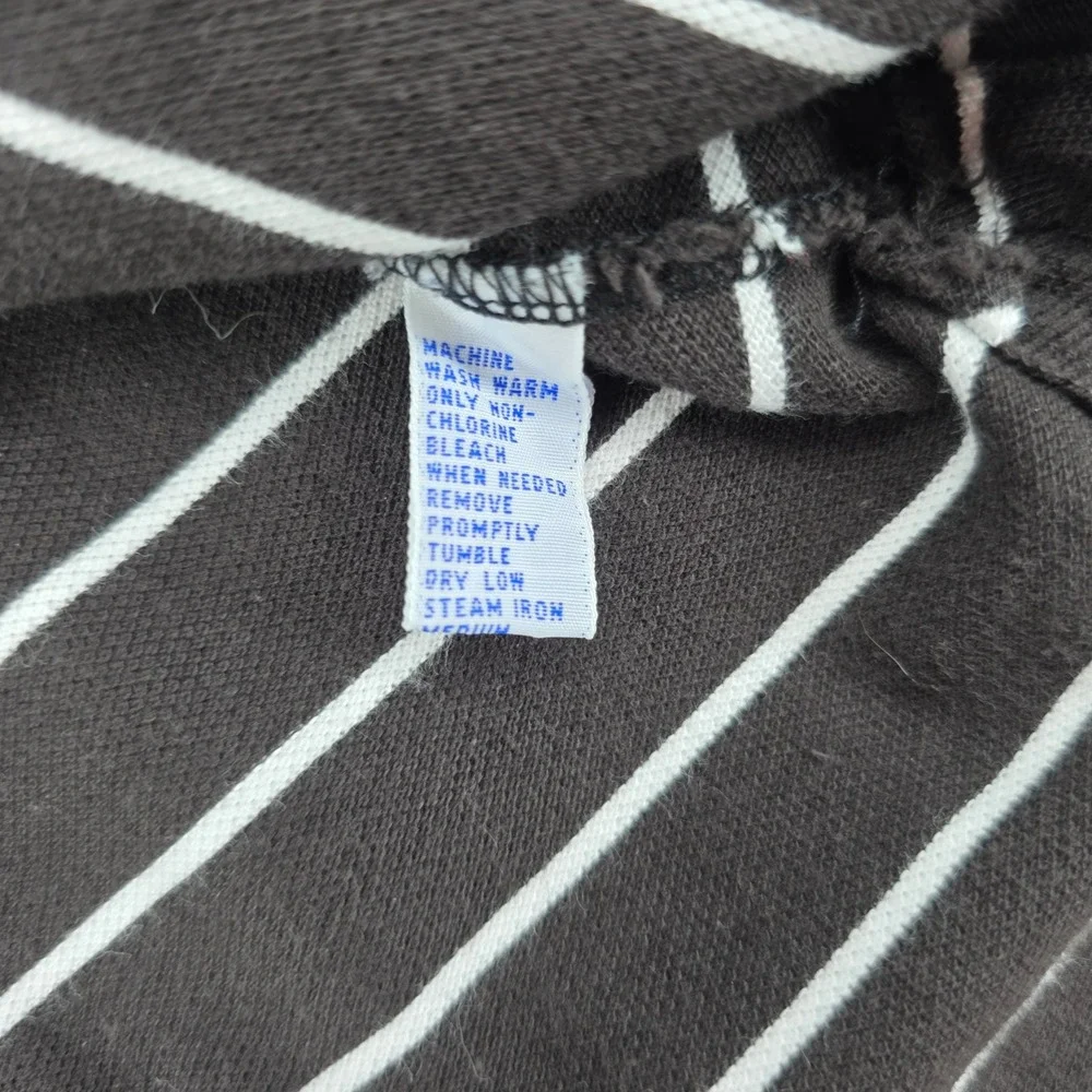 Polo Ralph Lauren Mens XL Black White Striped Short Sleeve Cotton Polo Shirt